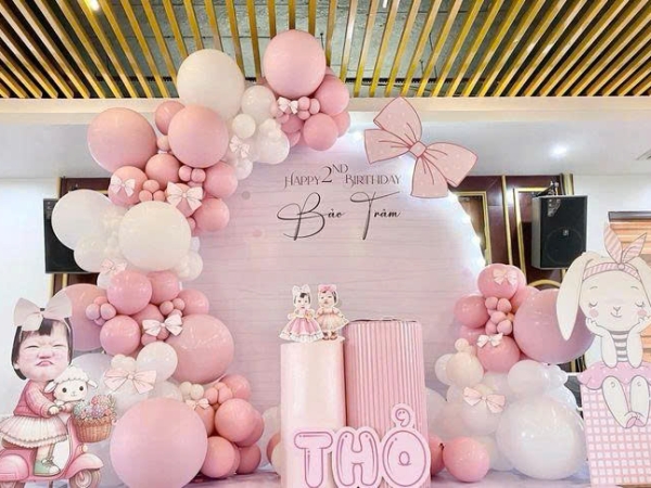 TRANG TRÍ BACKDROP THỎ HỒNG BABY STYLE HÀN QUỐC