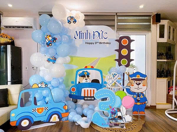 TRANG TRÍ BACKDROP BÉ TRAI TÔ ĐIỂM ƯỚC MƠ MÀU XANH