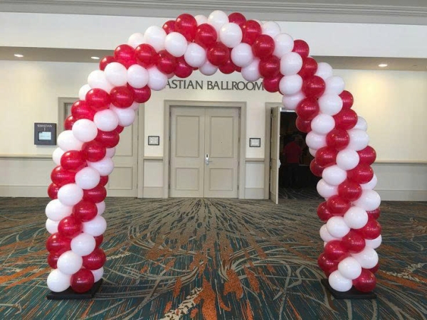 TRANG TRÍ CỔNG BÓNG BÓNG CHÀO ĐÓN KHÁCH TONE ĐỎ TRẮNG 